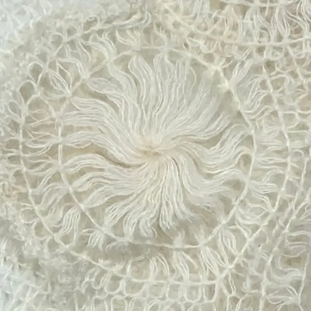 Glentex 100% Acrylic Hand-Made/Crochet/Knit Grandmacore Triangle Shawl